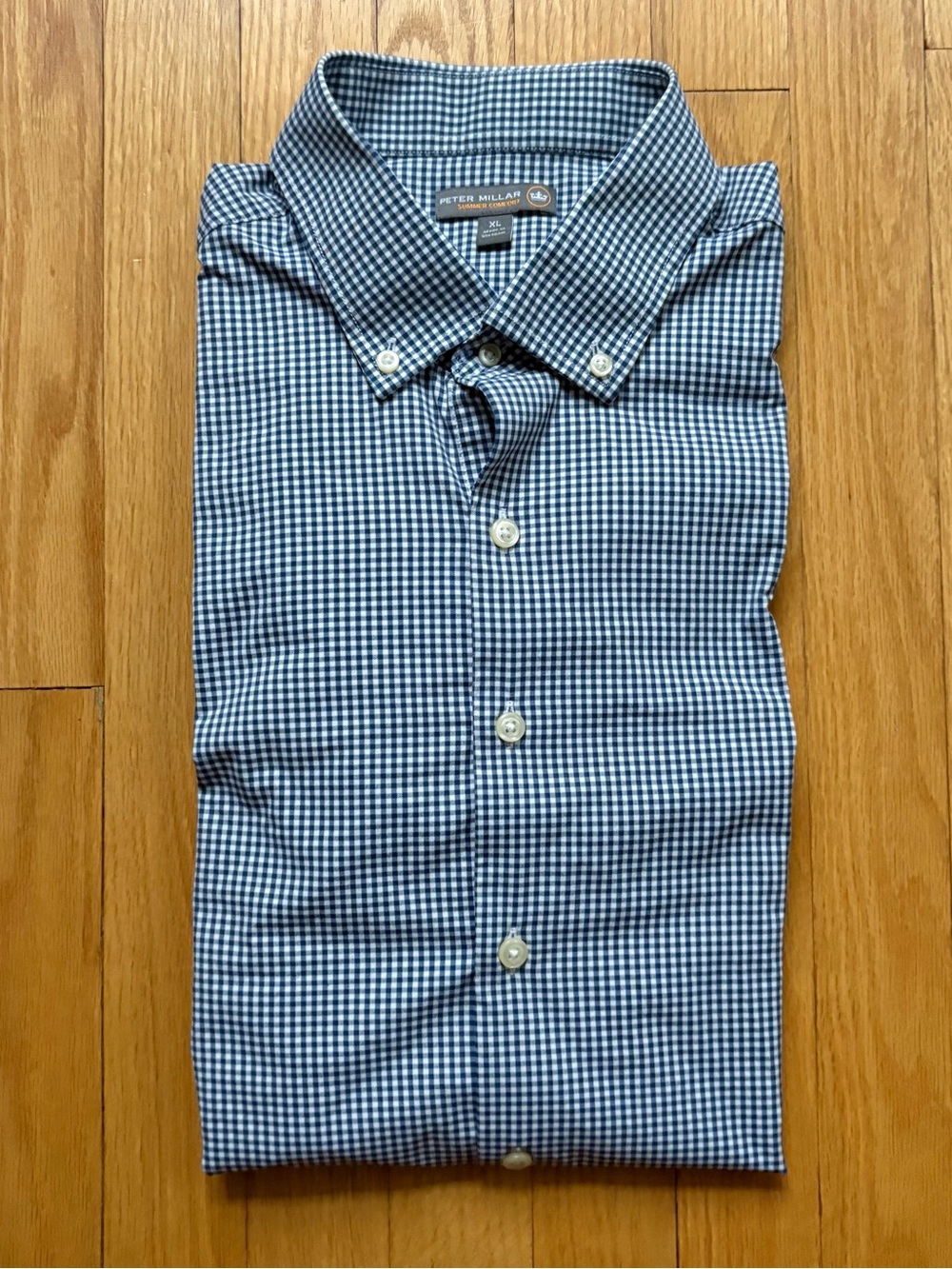 Peter Millar Summer Comfort Mens Long Sleeve Shirt XL Blue White Checks